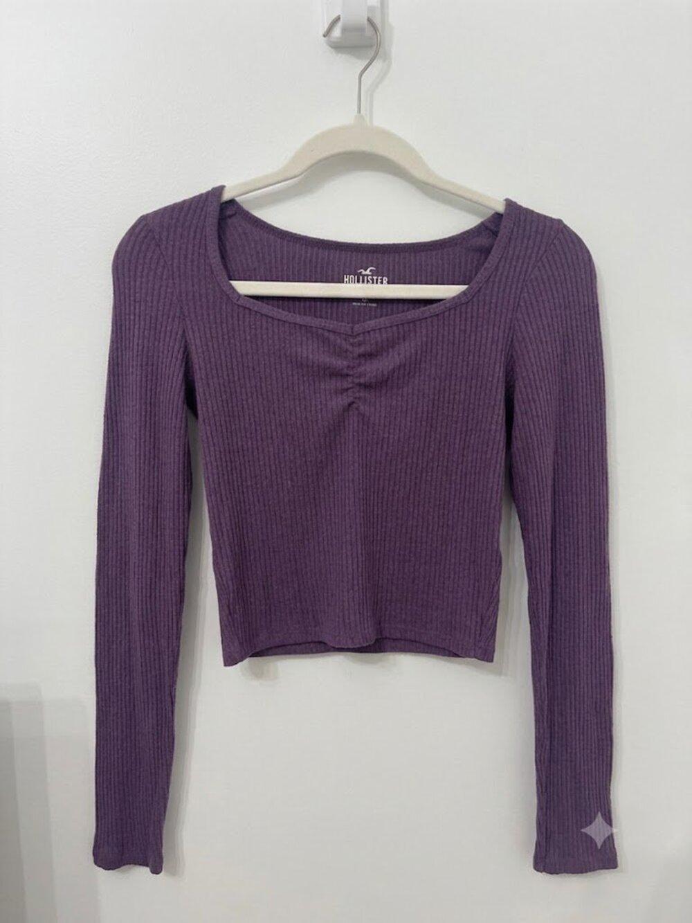Hollister Purple Ruched Long Sleeve Blouse